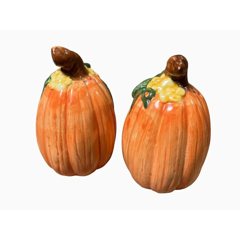 Earthenware Pumpkin Salt & Pepper Shaker Set Of 2 By Wangs International